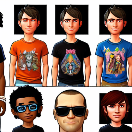 **

A vibrant, customizable avatar at a Metaverse festival, wearing a favorite rock band t-shirt, emphasizing cartoonish and fun style.

**