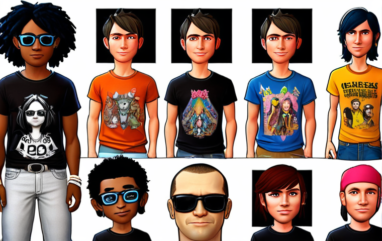 **

A vibrant, customizable avatar at a Metaverse festival, wearing a favorite rock band t-shirt, emphasizing cartoonish and fun style.

**